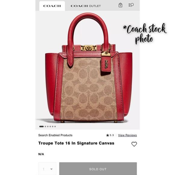 🍎 Coach 1941 Troupe Tote 16 in Signature Canvas & 1941 Red / Brass MSRP $425 - Picture 2 of 16
